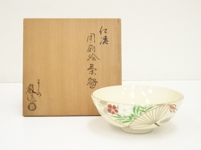 茶道具　団扇茶碗 道具 ] - 道具 巌造 仁清団扇絵茶碗（共箱） | ネットショップ圭